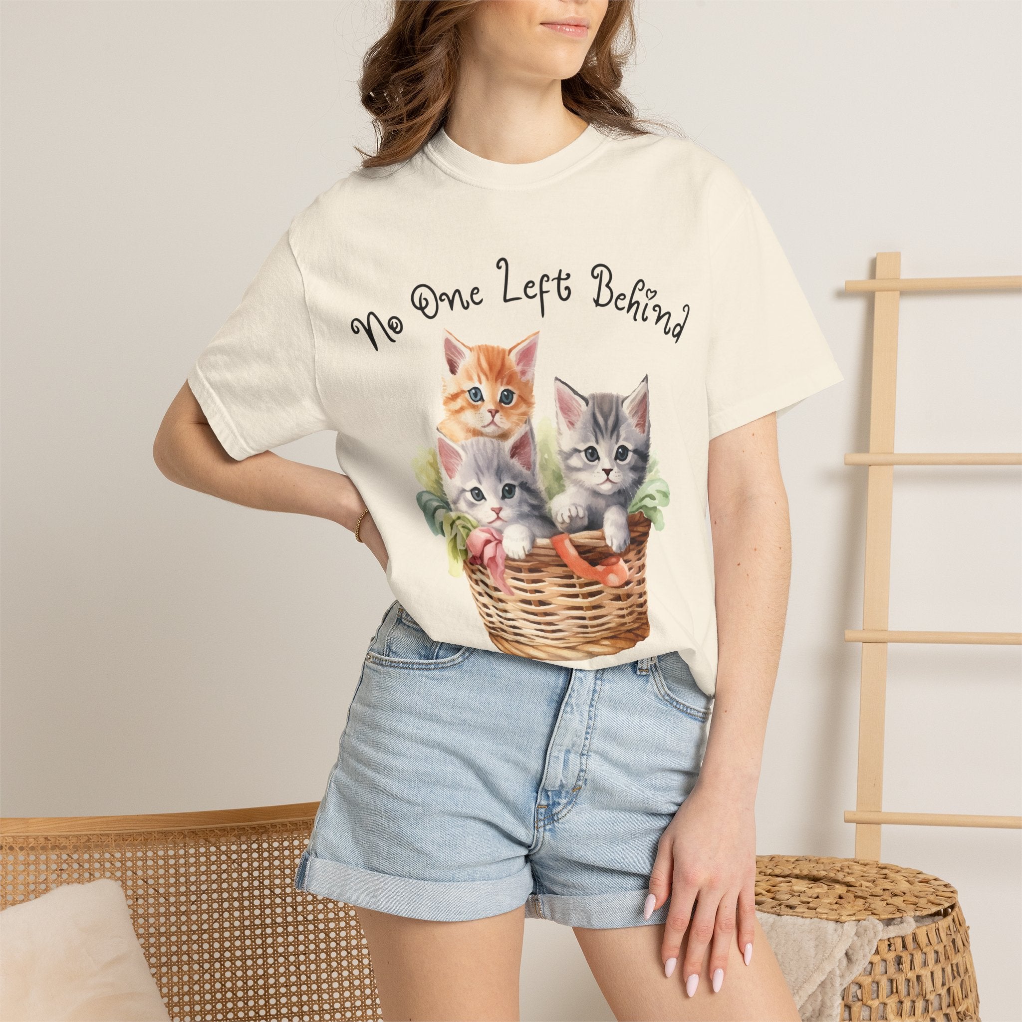 No One Left Behind Shirt ~ Cute Kittens in Basket
