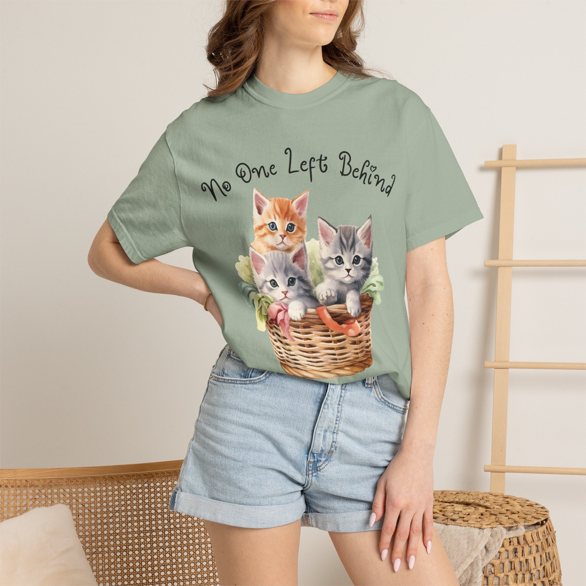 No One Left Behind Shirt ~ Cute Kittens in Basket