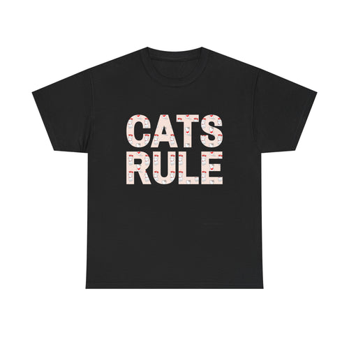 Cats Rule High Quality T-Shirt ~ Radiate Your Love For Cats ~ Heart Filled Kitties
