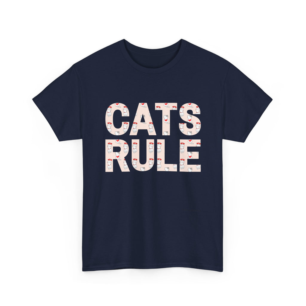 Cats Rule High Quality T-Shirt ~ Radiate Your Love For Cats ~ Heart Filled Kitties