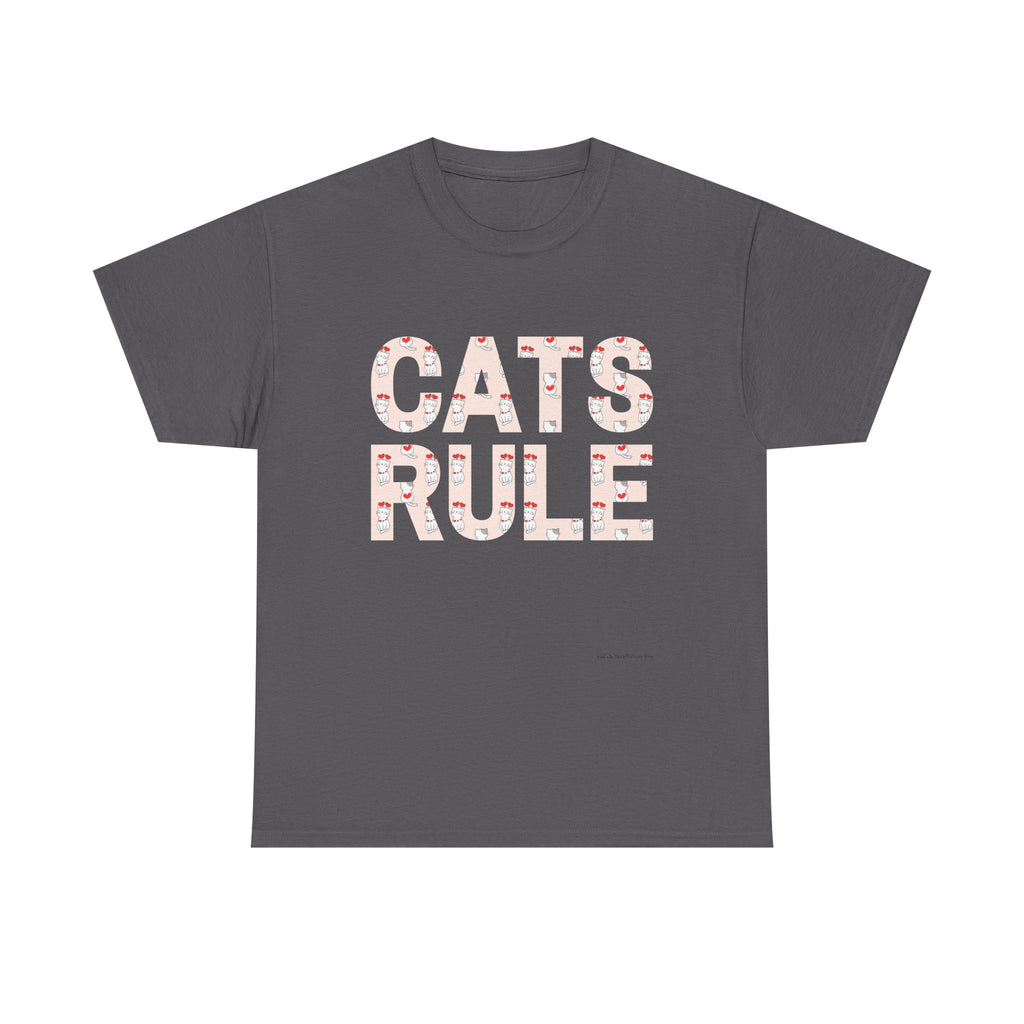 Cats Rule High Quality T-Shirt ~ Radiate Your Love For Cats ~ Heart Filled Kitties