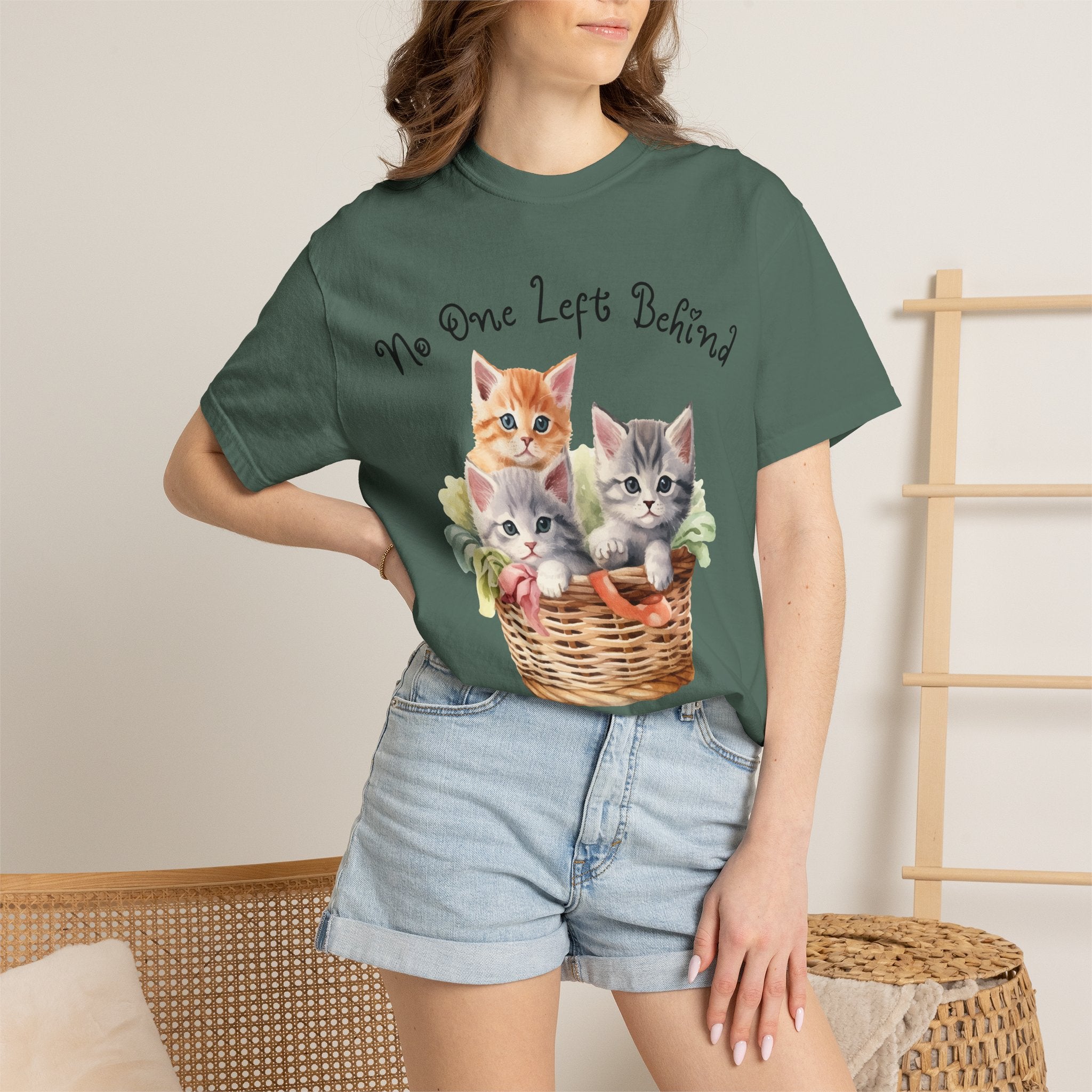 No One Left Behind Shirt ~ Cute Kittens in Basket