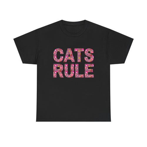 Cats Rule T-Shirt ~ Radiate Your Love For Cats With This Beautiful Floral Pattern Cat Lover Tee