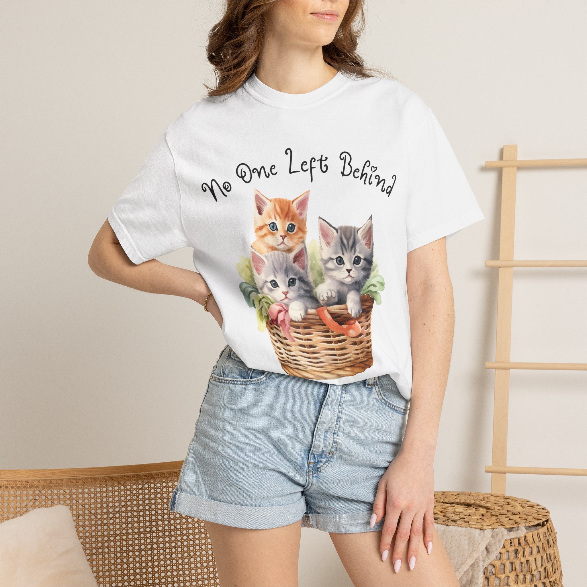 No One Left Behind Shirt ~ Cute Kittens in Basket