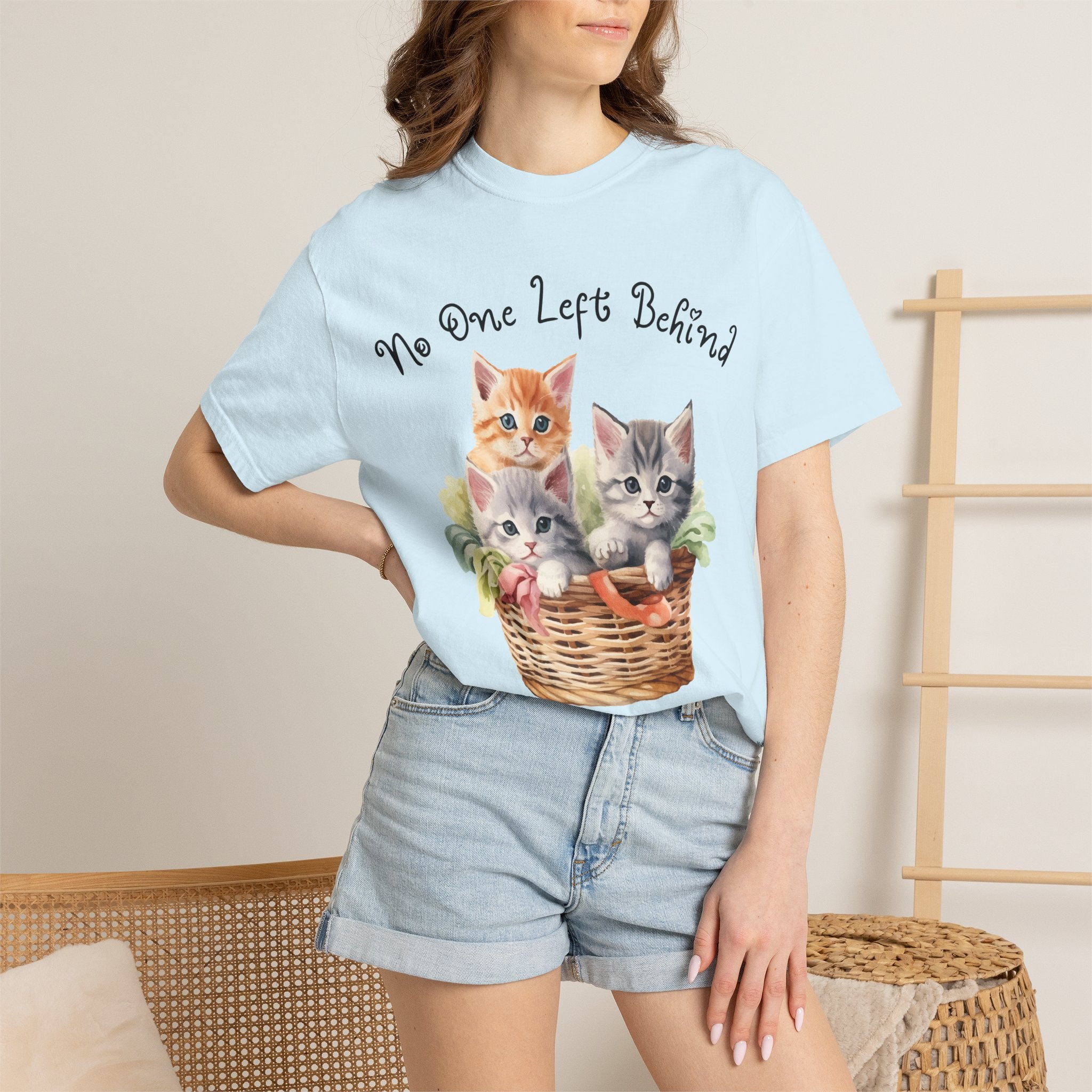 No One Left Behind Shirt ~ Cute Kittens in Basket