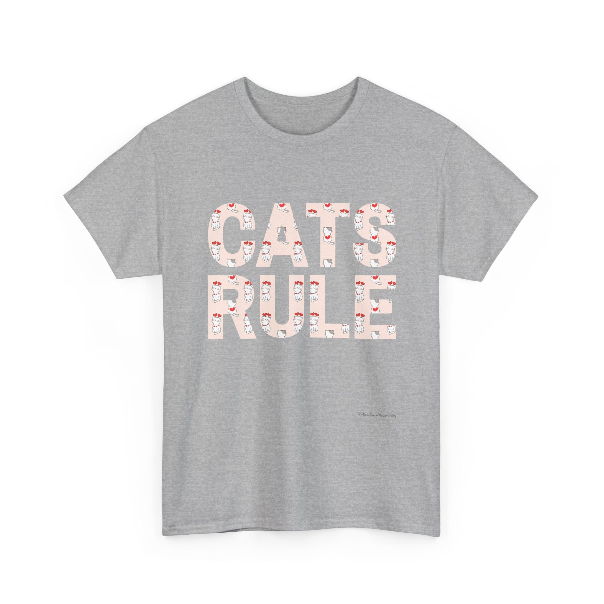 Cats Rule High Quality T-Shirt ~ Radiate Your Love For Cats ~ Heart Filled Kitties